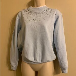 Light Blue Embellished Women's Sweatshirt